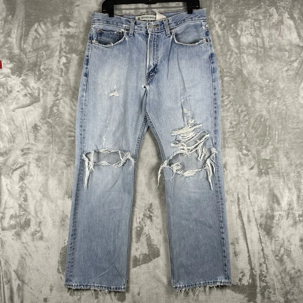 Vtg 80s 90s GAP Jeans Mens 32x30 Relaxed Boot Cut Fit DISTRESSED THRASHED